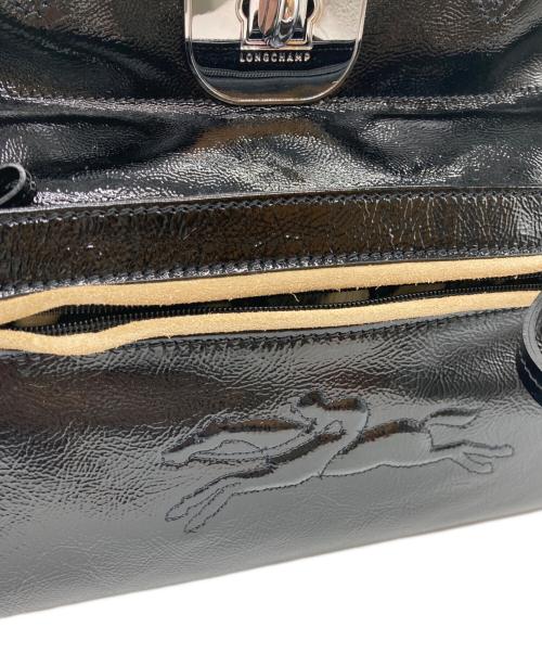 LONGCHAMP（ロンシャン）LONGCHAMP (ロンシャン) ギャビー パテントレザーハンドバッグ ブラックの古着・服飾アイテム