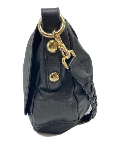 MULBERRY（マルベリー）MULBERRY (マルベリー) フラップレザーショルダーバッグ ブラックの古着・服飾アイテム