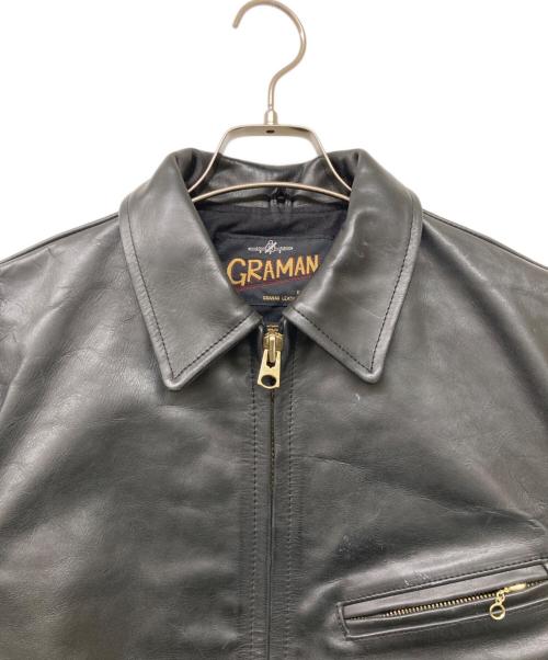 GRAMAN（グラマン）GRAMAN (グラマン) ステアハイドレザーシングルライダースジャケット ブラック サイズ:size40の古着・服飾アイテム