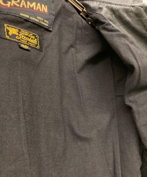 GRAMAN（グラマン）GRAMAN (グラマン) ステアハイドレザーシングルライダースジャケット ブラック サイズ:size40の古着・服飾アイテム
