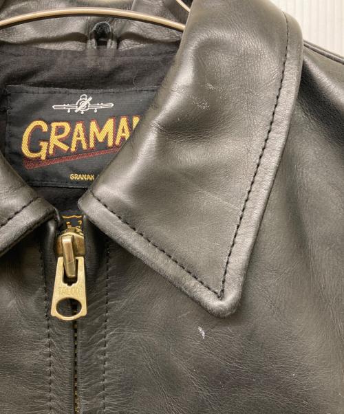 GRAMAN（グラマン）GRAMAN (グラマン) ステアハイドレザーシングルライダースジャケット ブラック サイズ:size40の古着・服飾アイテム