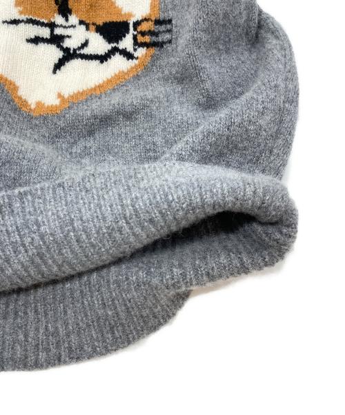 maison kitsune（メゾンキツネ）maison kitsune (メゾンキツネ) Fox Head Knit(フォックス ヘッド ニット) グレー サイズ:Ⅿの古着・服飾アイテム