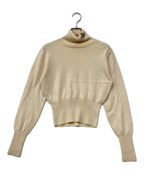 Vivienne Westwood RED LABEL（ヴィヴィアンウエストウッドレッドレーベル）Vivienne Westwood RED LABEL (ヴィヴィアンウエストウッドレッドレーベル) オーブ刺繍ハイネックニット ベージュ サイズ:sizeSの古着・服飾アイテム