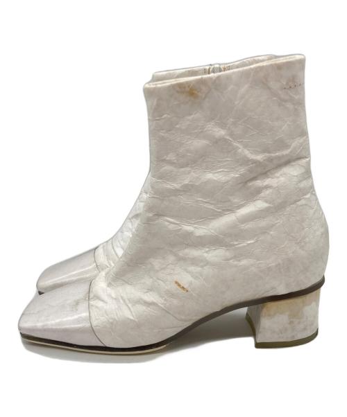 MM6 Maison Margiela（エムエムシックスメゾンマルジェラ）MM6 Maison Margiela (エムエムシックスメゾンマルジェラ) サイドジップヒールブーツ ホワイト サイズ:size35の古着・服飾アイテム