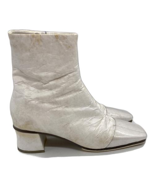 MM6 Maison Margiela（エムエムシックスメゾンマルジェラ）MM6 Maison Margiela (エムエムシックスメゾンマルジェラ) サイドジップヒールブーツ ホワイト サイズ:size35の古着・服飾アイテム