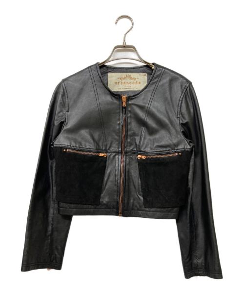 urbancode（アーバンコード）urbancode (アーバンコード) ノーカラーラムレザージャケット ブラック サイズ:SIZE UK10の古着・服飾アイテム