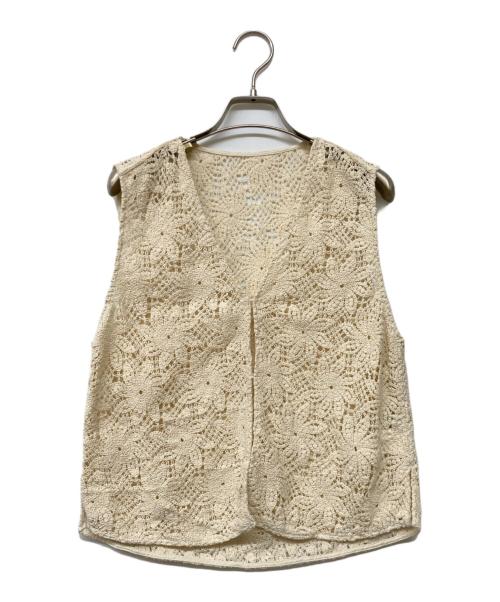 MACPHEE（マカフィー）MACPHEE (マカフィー) 25SS ウィンドミルクロシェ Vネックベスト ベージュ サイズ:36の古着・服飾アイテム