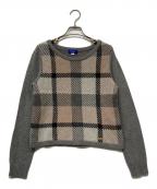 BLUE LABEL CRESTBRIDGEブルーレーベルクレストブリッジ）の古着「チェックニット」｜グレー