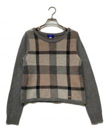 BLUE LABEL CRESTBRIDGE（ブルーレーベルクレストブリッジ）の古着「チェックニット」｜グレー