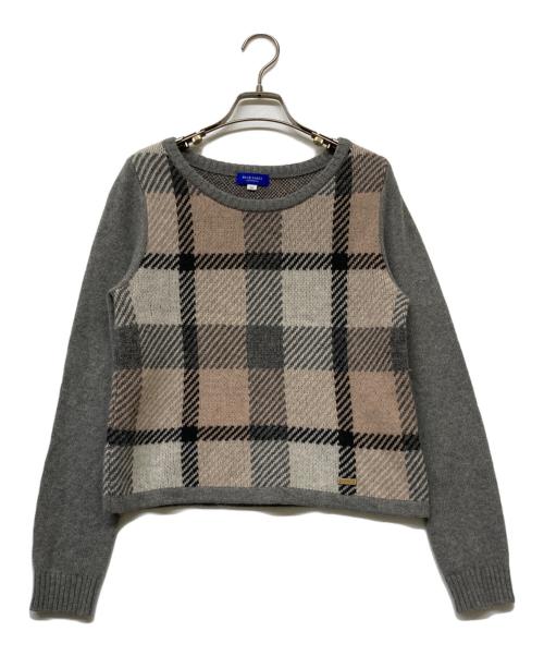 BLUE LABEL CRESTBRIDGE（ブルーレーベルクレストブリッジ）BLUE LABEL CRESTBRIDGE (ブルーレーベルクレストブリッジ) チェックニット グレー サイズ:38の古着・服飾アイテム