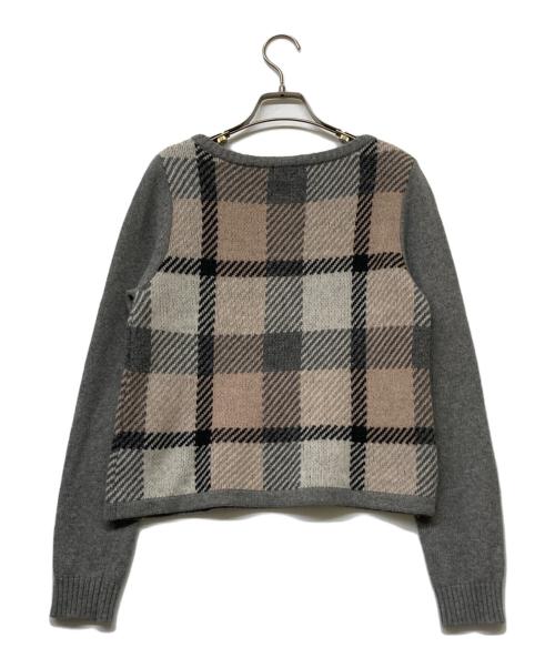 BLUE LABEL CRESTBRIDGE（ブルーレーベルクレストブリッジ）BLUE LABEL CRESTBRIDGE (ブルーレーベルクレストブリッジ) チェックニット グレー サイズ:38の古着・服飾アイテム