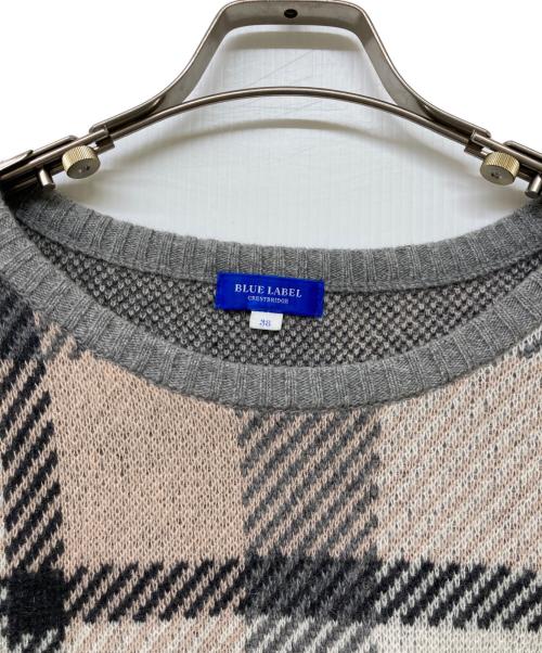 BLUE LABEL CRESTBRIDGE（ブルーレーベルクレストブリッジ）BLUE LABEL CRESTBRIDGE (ブルーレーベルクレストブリッジ) チェックニット グレー サイズ:38の古着・服飾アイテム