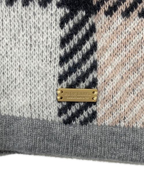 BLUE LABEL CRESTBRIDGE（ブルーレーベルクレストブリッジ）BLUE LABEL CRESTBRIDGE (ブルーレーベルクレストブリッジ) チェックニット グレー サイズ:38の古着・服飾アイテム