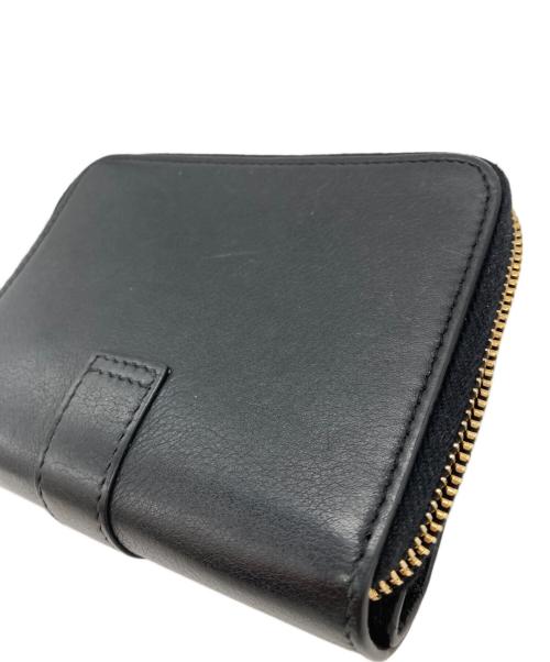 Saint Laurent Paris（サンローランパリ）Saint Laurent Paris (サンローランパリ) ロゴプレートコンパクトジップウォレット ブラックの古着・服飾アイテム