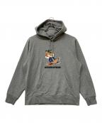 maison kitsuneメゾンキツネ）の古着「DRESSED FOX PRINT RELAXED HOODIE」｜グレー