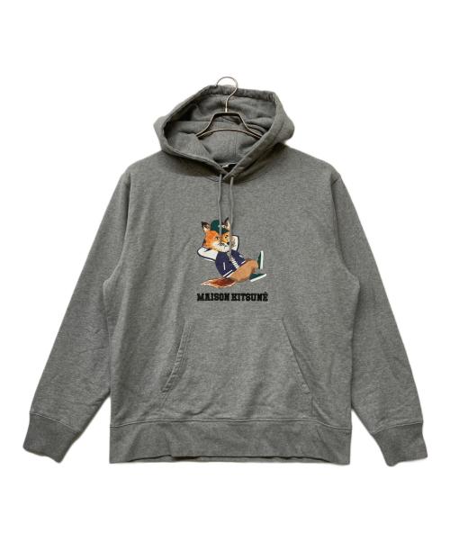 maison kitsune（メゾンキツネ）maison kitsune (メゾンキツネ) DRESSED FOX PRINT RELAXED HOODIE グレー サイズ:Mの古着・服飾アイテム