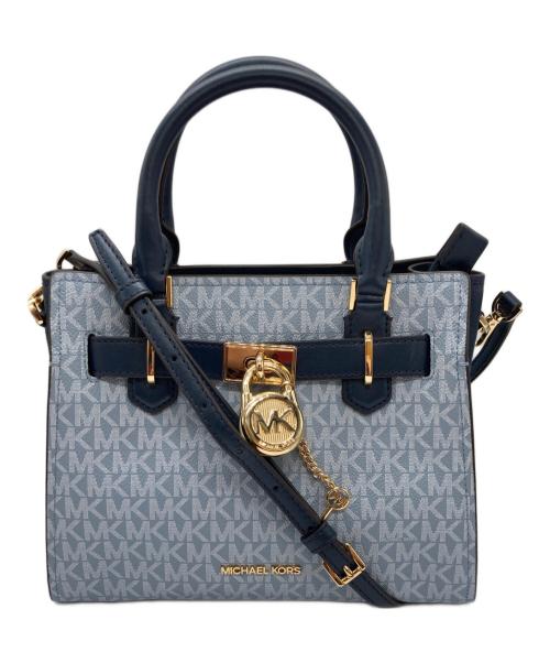 MICHAEL KORS（マイケル・コース）MICHAEL KORS (マイケル・コース) HAMILTON サッチェルスモール(ハミルトン・サッチェル・スモール) スカイブルー×ネイビーの古着・服飾アイテム