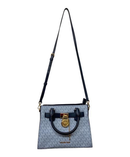 MICHAEL KORS（マイケル・コース）MICHAEL KORS (マイケル・コース) HAMILTON サッチェルスモール(ハミルトン・サッチェル・スモール) スカイブルー×ネイビーの古着・服飾アイテム