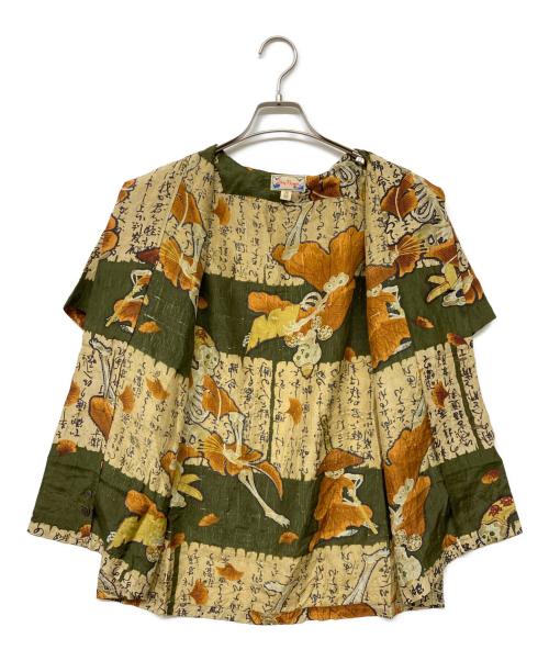 Dry Bones（ドライボーンズ）Dry bones (ドライボーンズ) シルクシャツ オリーブ サイズ:SIZE Mの古着・服飾アイテム