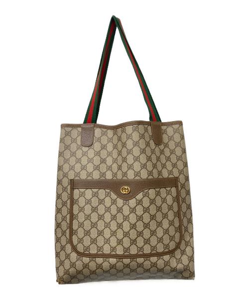 GUCCI（グッチ）GUCCI (グッチ) GG インターロッキング シェリーライン トートバッグ ブラウンの古着・服飾アイテム