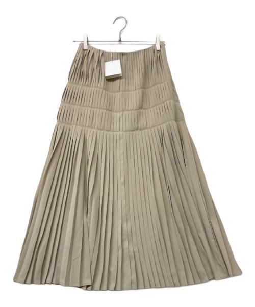 L'AUBE BLANC（ローブ ブラン）L'AUBE BLANC 25SS Powder Satin Pleats Tiered Skirt(トゥエンティファイブ・エスエス・パウダー・サテン・プリーツ・ティアード・スカート) ベージュ サイズ:SIZE S 未使用品の古着・服飾アイテム