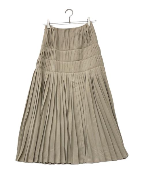 L'AUBE BLANC（ローブ ブラン）L'AUBE BLANC 25SS Powder Satin Pleats Tiered Skirt(トゥエンティファイブ・エスエス・パウダー・サテン・プリーツ・ティアード・スカート) ベージュ サイズ:SIZE S 未使用品の古着・服飾アイテム