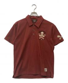 VANSON（バンソン）の古着「スカル刺繍入りポロシャツ」｜レッド