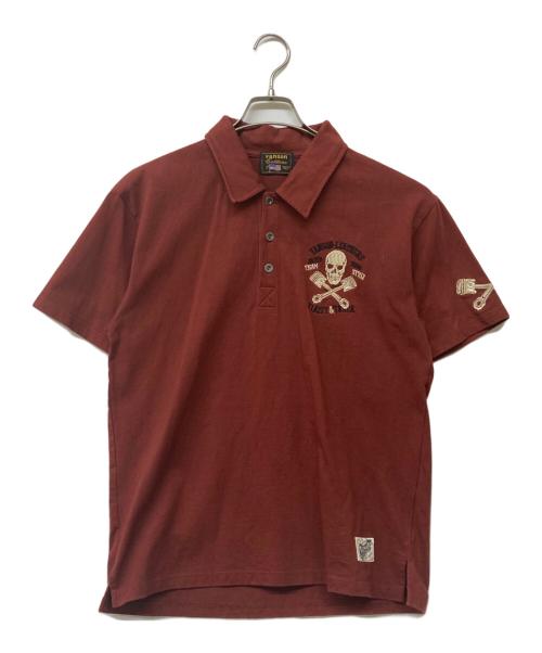 VANSON（バンソン）VANSON (バンソン) スカル刺繍入りポロシャツ レッド サイズ:Lの古着・服飾アイテム