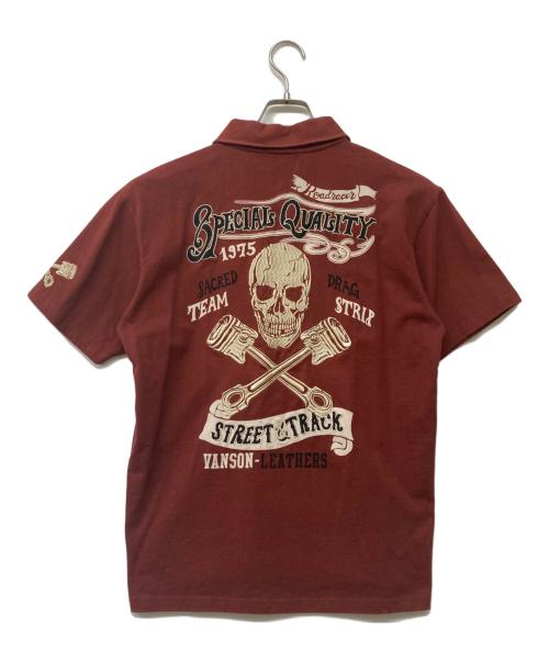 VANSON（バンソン）VANSON (バンソン) スカル刺繍入りポロシャツ レッド サイズ:Lの古着・服飾アイテム