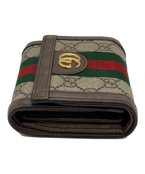 GUCCI（グッチ）GUCCI (グッチ) シェリーラインGGスプリームコンパクトウォレット ブラウンの古着・服飾アイテム