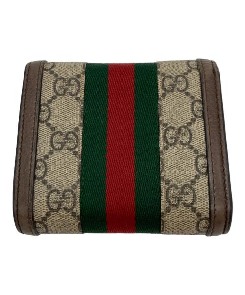 GUCCI（グッチ）GUCCI (グッチ) シェリーラインGGスプリームコンパクトウォレット ブラウンの古着・服飾アイテム