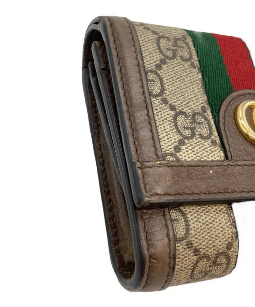 GUCCI（グッチ）GUCCI (グッチ) シェリーラインGGスプリームコンパクトウォレット ブラウンの古着・服飾アイテム