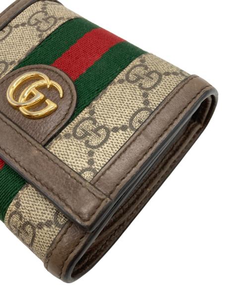 GUCCI（グッチ）GUCCI (グッチ) シェリーラインGGスプリームコンパクトウォレット ブラウンの古着・服飾アイテム