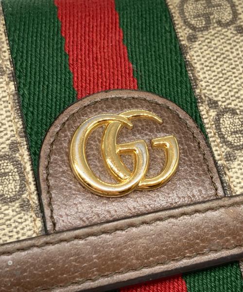 GUCCI（グッチ）GUCCI (グッチ) シェリーラインGGスプリームコンパクトウォレット ブラウンの古着・服飾アイテム