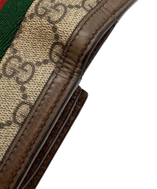 GUCCI（グッチ）GUCCI (グッチ) シェリーラインGGスプリームコンパクトウォレット ブラウンの古着・服飾アイテム