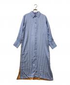 MYLANマイラン）の古着「Bi-Color Stripe Shirt Dress(バイカラー ストライプ シャツ ドレス)」｜ブルー×オレンジ