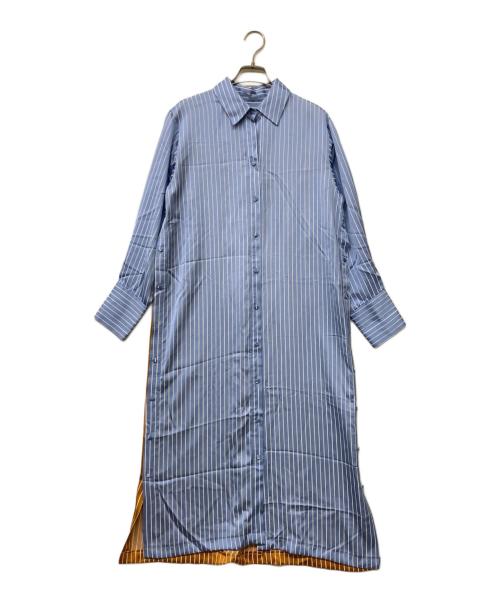 MYLAN（マイラン）MYLAN (マイラン) Bi-Color Stripe Shirt Dress(バイカラー ストライプ シャツ ドレス) ブルー×オレンジ サイズ:FREEの古着・服飾アイテム