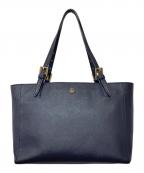 TORY BURCHトリーバーチ）の古着「YORK SMALL TOP-ZIP BUCKLE TOTE(ヨーク・スモール・トップジップ・バックル・トート)」｜ネイビー