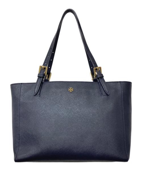 TORY BURCH（トリーバーチ）TORY BURCH (トリーバーチ) YORK SMALL TOP-ZIP BUCKLE TOTE(ヨーク・スモール・トップジップ・バックル・トート) ネイビーの古着・服飾アイテム