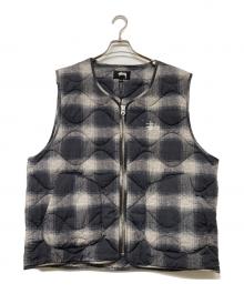 stussy（ステューシー）の古着「PLAID NYLON LINER VEST/プレイドナイロンライナーベスト」｜グレー×ブラック