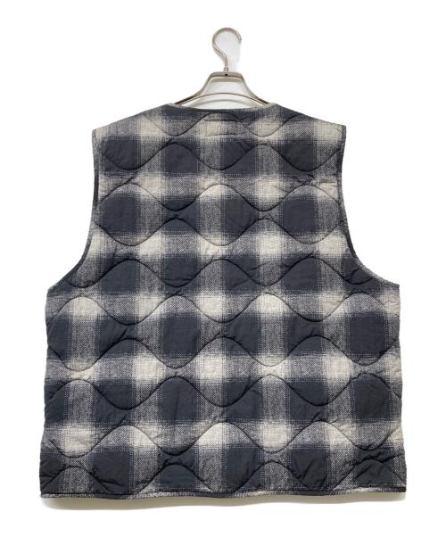 stussy（ステューシー）stussy (ステューシー) PLAID NYLON LINER VEST/プレイドナイロンライナーベスト グレー×ブラック サイズ:Lの古着・服飾アイテム