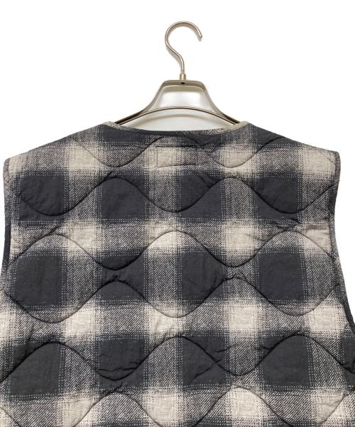 stussy（ステューシー）stussy (ステューシー) PLAID NYLON LINER VEST/プレイドナイロンライナーベスト グレー×ブラック サイズ:Lの古着・服飾アイテム