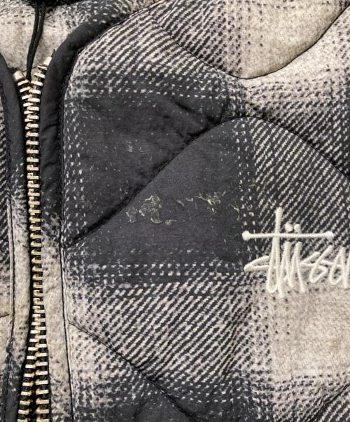 stussy（ステューシー）stussy (ステューシー) PLAID NYLON LINER VEST/プレイドナイロンライナーベスト グレー×ブラック サイズ:Lの古着・服飾アイテム