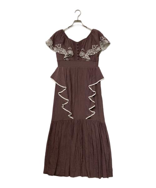 HER LIP TO（ハーリップトゥ）Her lip to (ハーリップトゥ) Angel Sleeve Dress(エンジェル スリーブ ドレス) ブラウン サイズ:Ⅿの古着・服飾アイテム
