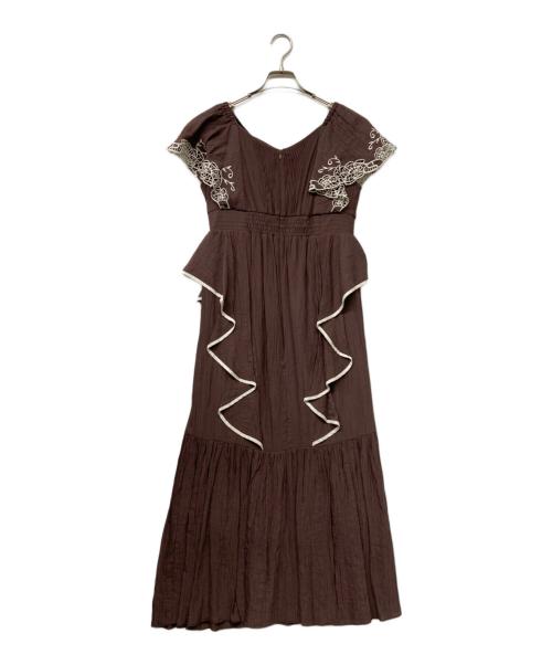 HER LIP TO（ハーリップトゥ）Her lip to (ハーリップトゥ) Angel Sleeve Dress(エンジェル スリーブ ドレス) ブラウン サイズ:Ⅿの古着・服飾アイテム