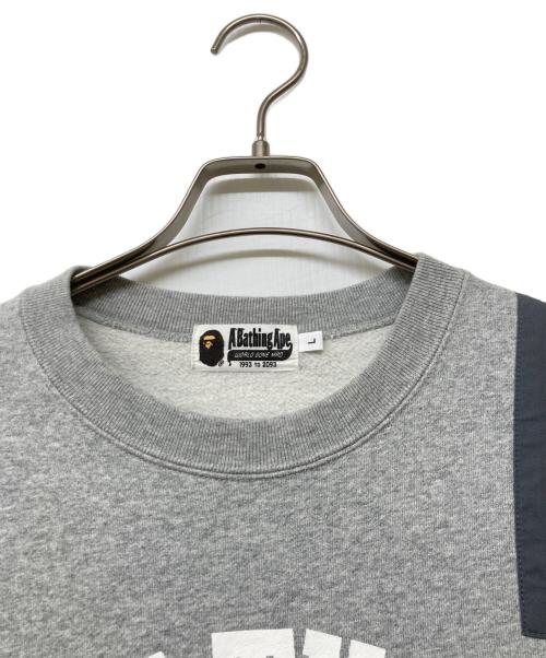A BATHING APE（アベイシングエイプ）A BATHING APE (アベイシングエイプ) ロゴプリントパッチワークスウェット グレー サイズ:SIZELの古着・服飾アイテム