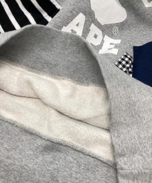 A BATHING APE（アベイシングエイプ）A BATHING APE (アベイシングエイプ) ロゴプリントパッチワークスウェット グレー サイズ:SIZELの古着・服飾アイテム
