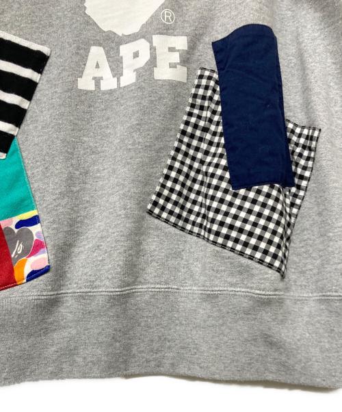 A BATHING APE（アベイシングエイプ）A BATHING APE (アベイシングエイプ) ロゴプリントパッチワークスウェット グレー サイズ:SIZELの古着・服飾アイテム