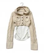 ANDMARYアンドマリー）の古着「Mary logo cable knit set/メリー ロゴ ケーブル ニット セット」｜ホワイト