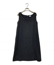 FOXEY BOUTIQUE（フォクシー ブティック）の古着「ノースリーブスクエアネックワンピース」｜ブラック